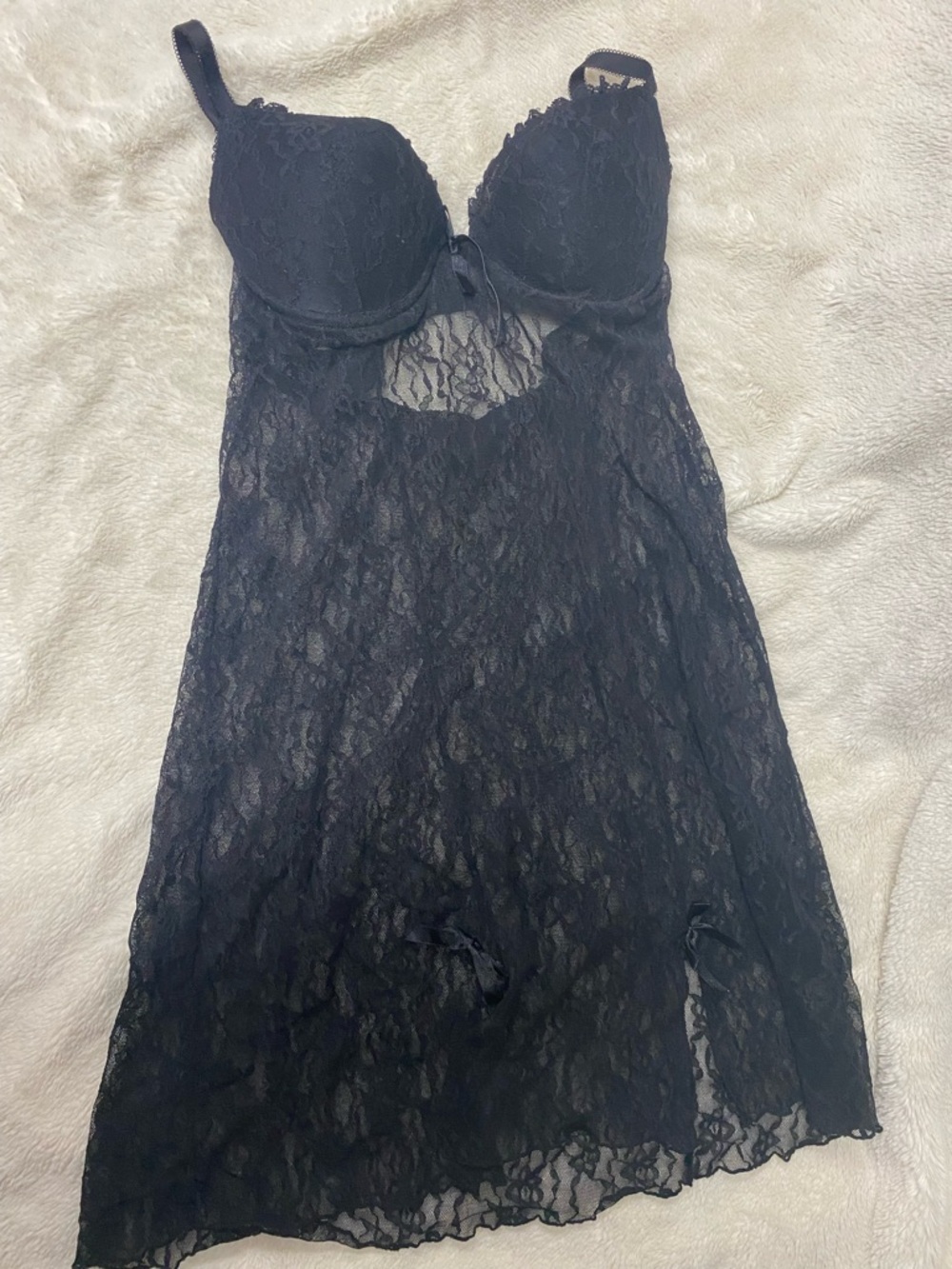 Soma Black Lace Underwire Chemise - Sheer Lace Nightdress